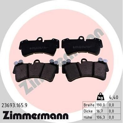 23693.165.9 Bremsbelagsatz vorne für Porsche Cayenne